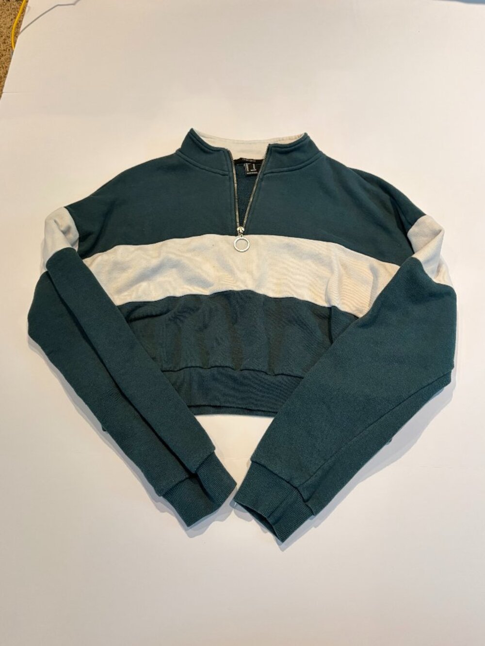 Forever 21 Colorblock Quarter-Zip Pullover — Size M